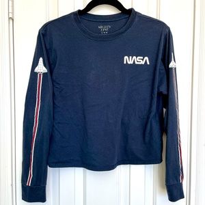 NASA navy longsleeve crop tee
